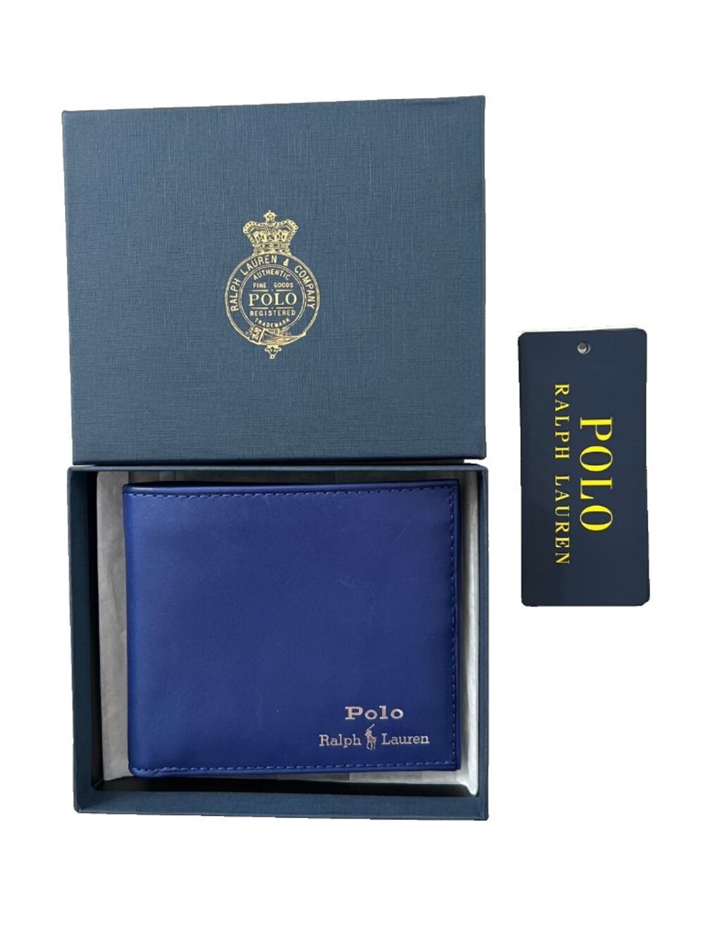 Polo Ralph Lauren Leather Logo Blue Wallet Cardholder BiFold